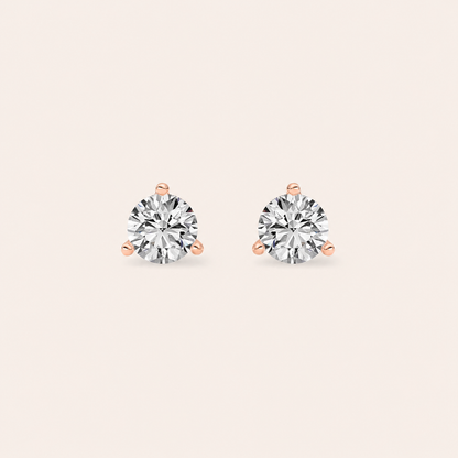 0.50CT Round Cut Lab Grown Diamond Three-Prong Martini Stud Earrings