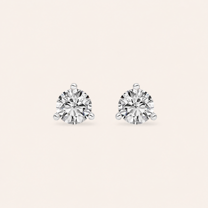 0.50CT Round Cut Lab Grown Diamond Three-Prong Martini Stud Earrings
