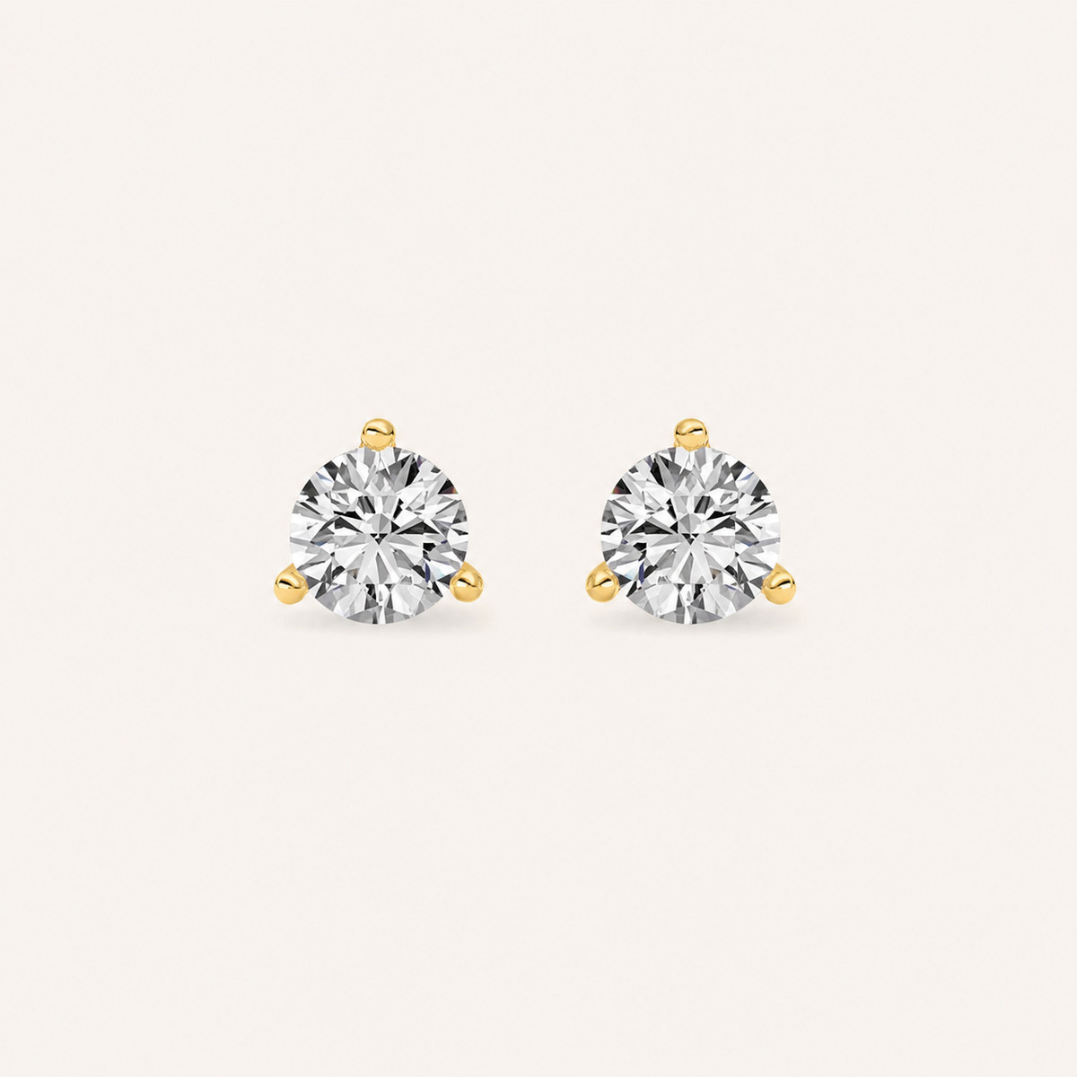 0.50CT Round Cut Lab Grown Diamond Three-Prong Martini Stud Earrings