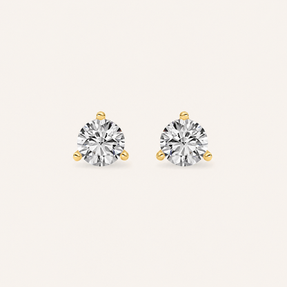 0.50CT Round Cut Lab Grown Diamond Three-Prong Martini Stud Earrings