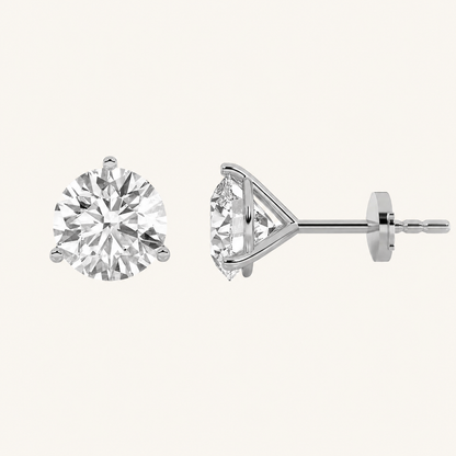 0.50CT Round Cut Lab Grown Diamond Three-Prong Martini Stud Earrings