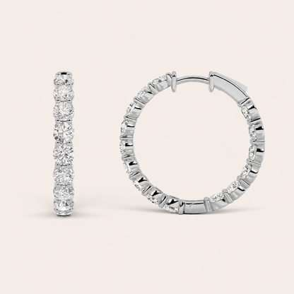 10CT Round Cut Lab Grown Diamond Inside Out Hoop Earrings