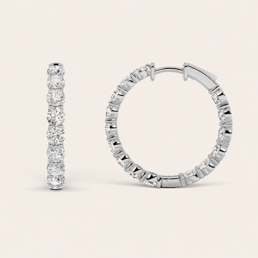 6CT Round Cut Lab Grown Diamond Inside Out Hoop Earrings