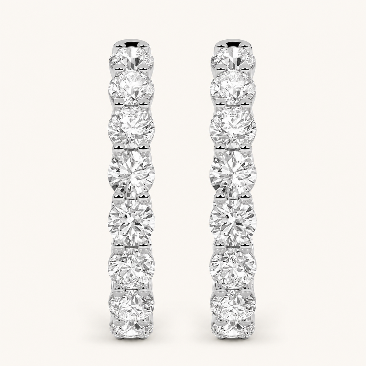 6CT Round Cut Lab Grown Diamond Inside Out Hoop Earrings