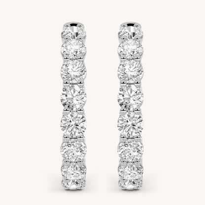 6CT Round Cut Lab Grown Diamond Inside Out Hoop Earrings
