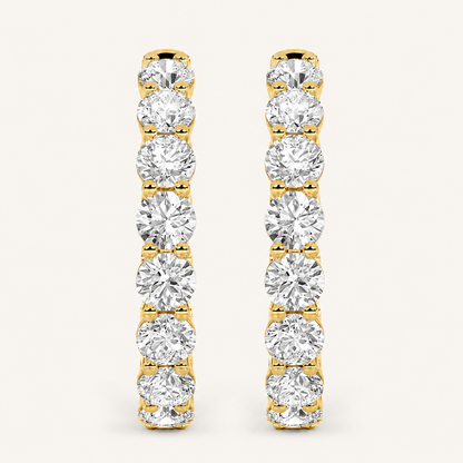 10CT Round Cut Lab Grown Diamond Inside Out Hoop Earrings
