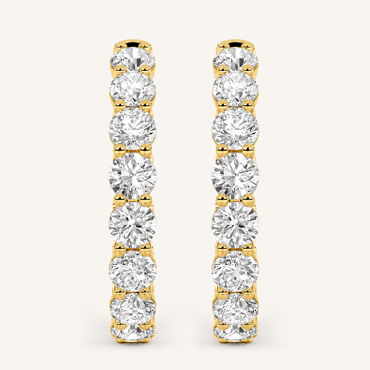 6CT Round Cut Lab Grown Diamond Inside Out Hoop Earrings