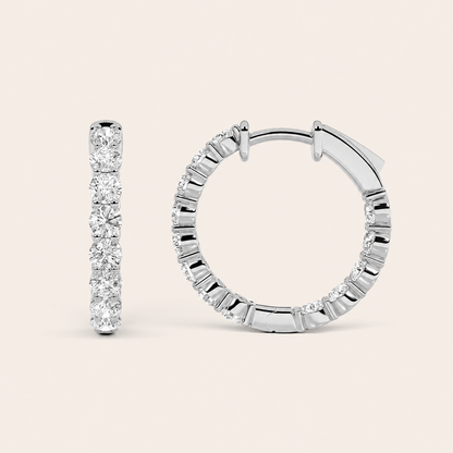 7CT Round Cut Lab Grown Diamond Inside Out Hoop Earrings
