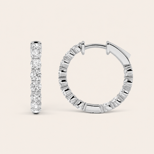 7CT Round Cut Lab Grown Diamond Inside Out Hoop Earrings