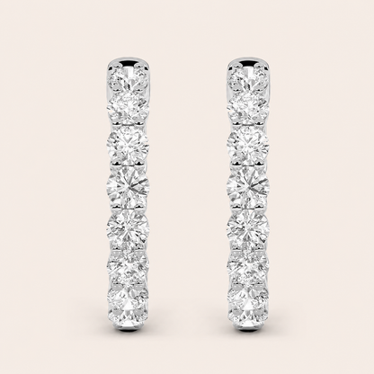 5CT Round Cut Lab Grown Diamond Inside Out Hoop Earrings