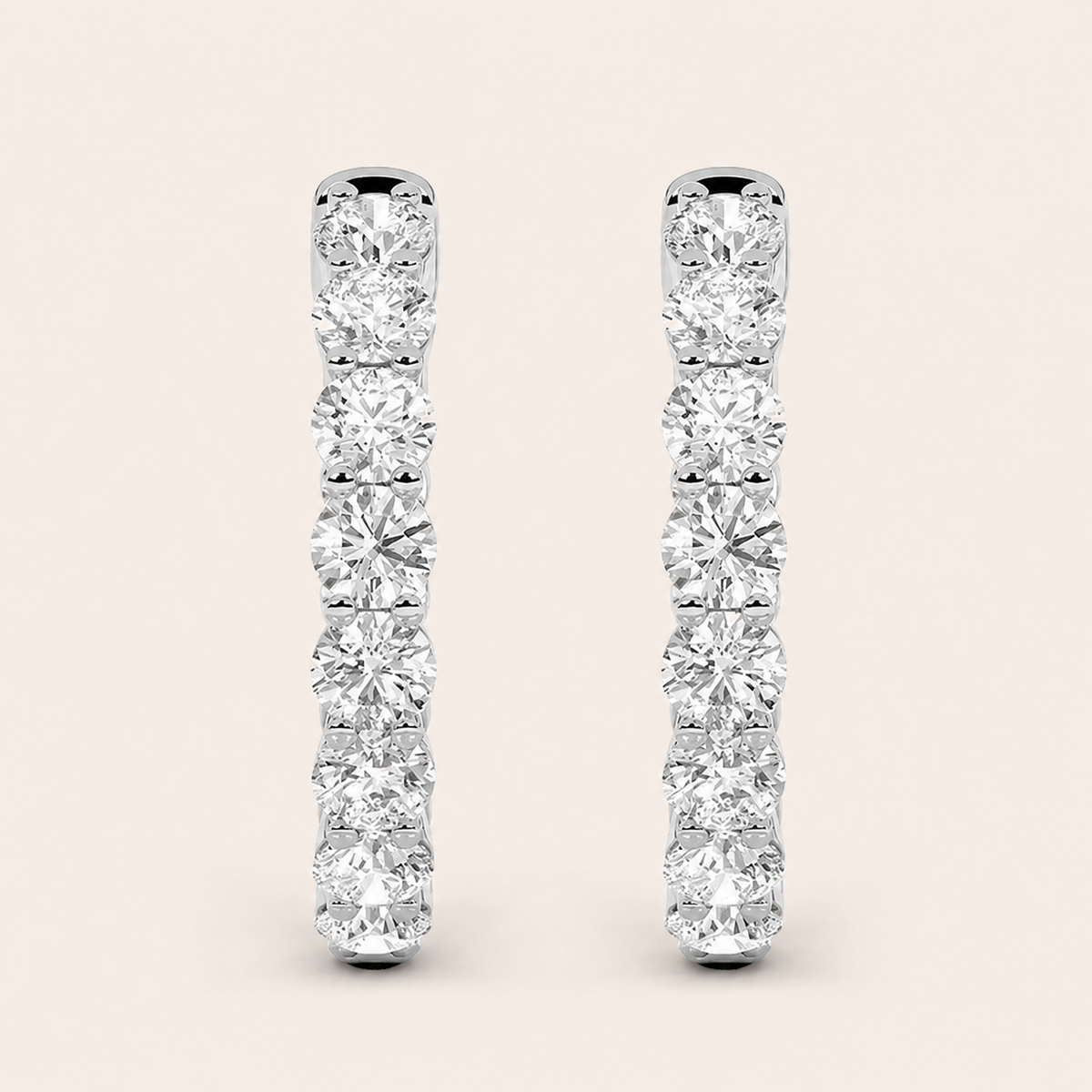 7CT Round Cut Lab Grown Diamond Inside Out Hoop Earrings