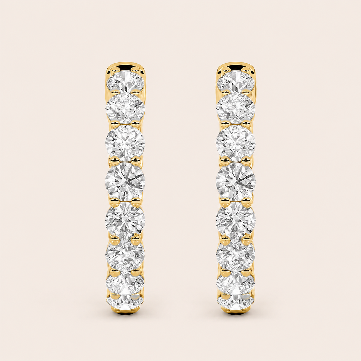 5CT Round Cut Lab Grown Diamond Inside Out Hoop Earrings