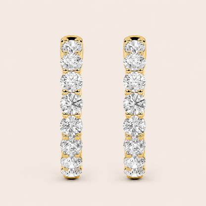 7CT Round Cut Lab Grown Diamond Inside Out Hoop Earrings