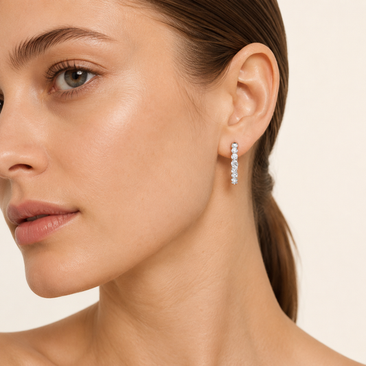 5CT Round Cut Lab Grown Diamond Inside Out Hoop Earrings