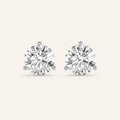 4CT Round Cut Lab Grown Diamond Three-Prong Martini Stud Earrings