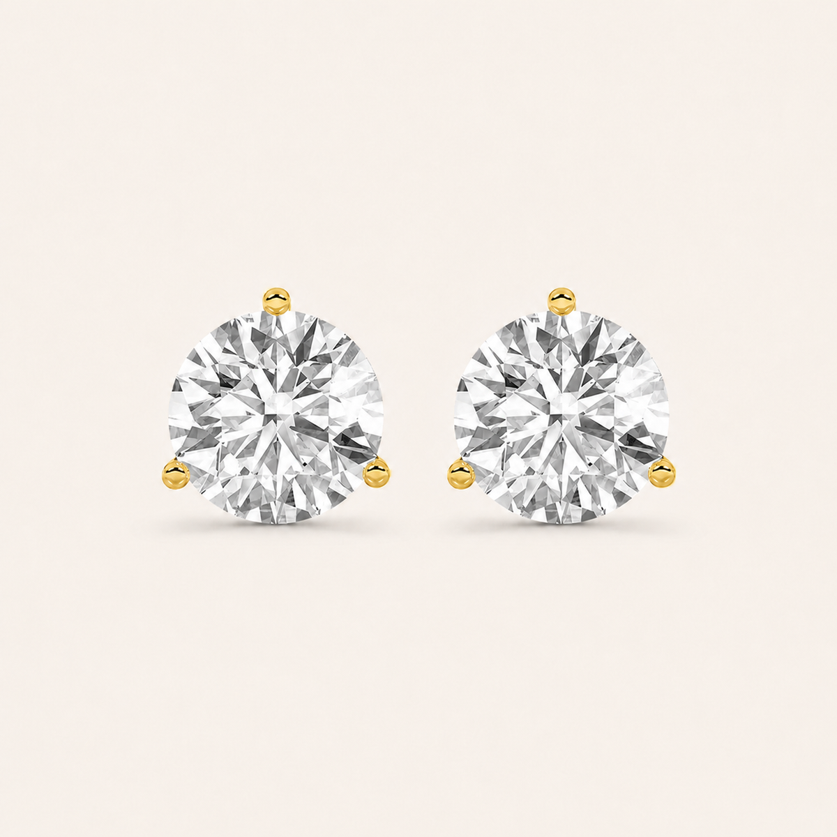 3.5CT Round Cut Lab Grown Diamond Three-Prong Martini Stud Earrings