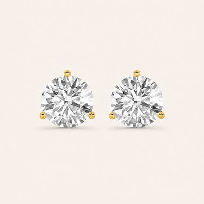 4.5CT Round Cut Lab Grown Diamond Three-Prong Martini Stud Earrings