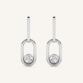 0.50CT Round Cut Lab Grown Diamond Bezel Set Paperclip Dangle Earrings