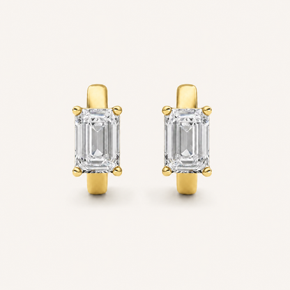 1CT Emerald Cut Lab Grown Diamond Huggie Earrings