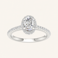 1CT Oval Cut Lab Grown Diamond Halo Side Stone Ring