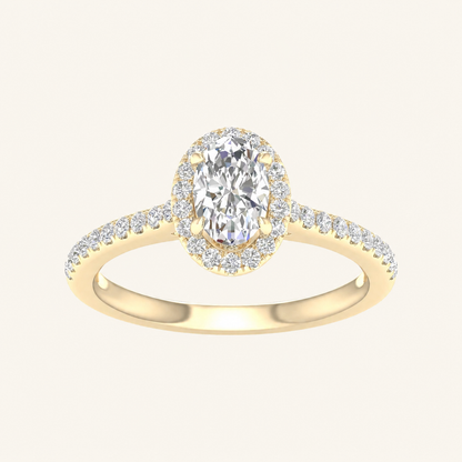 1CT Oval Cut Lab Grown Diamond Halo Side Stone Ring