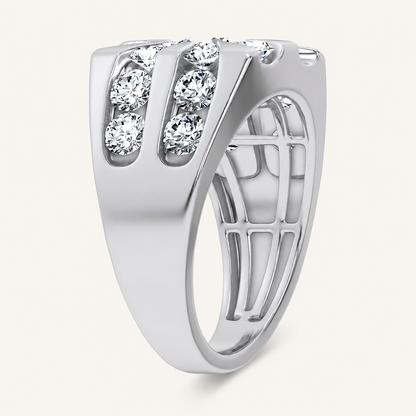 3CT Round Cut Certified Lab Grown Diamond Men's Cluster Ring