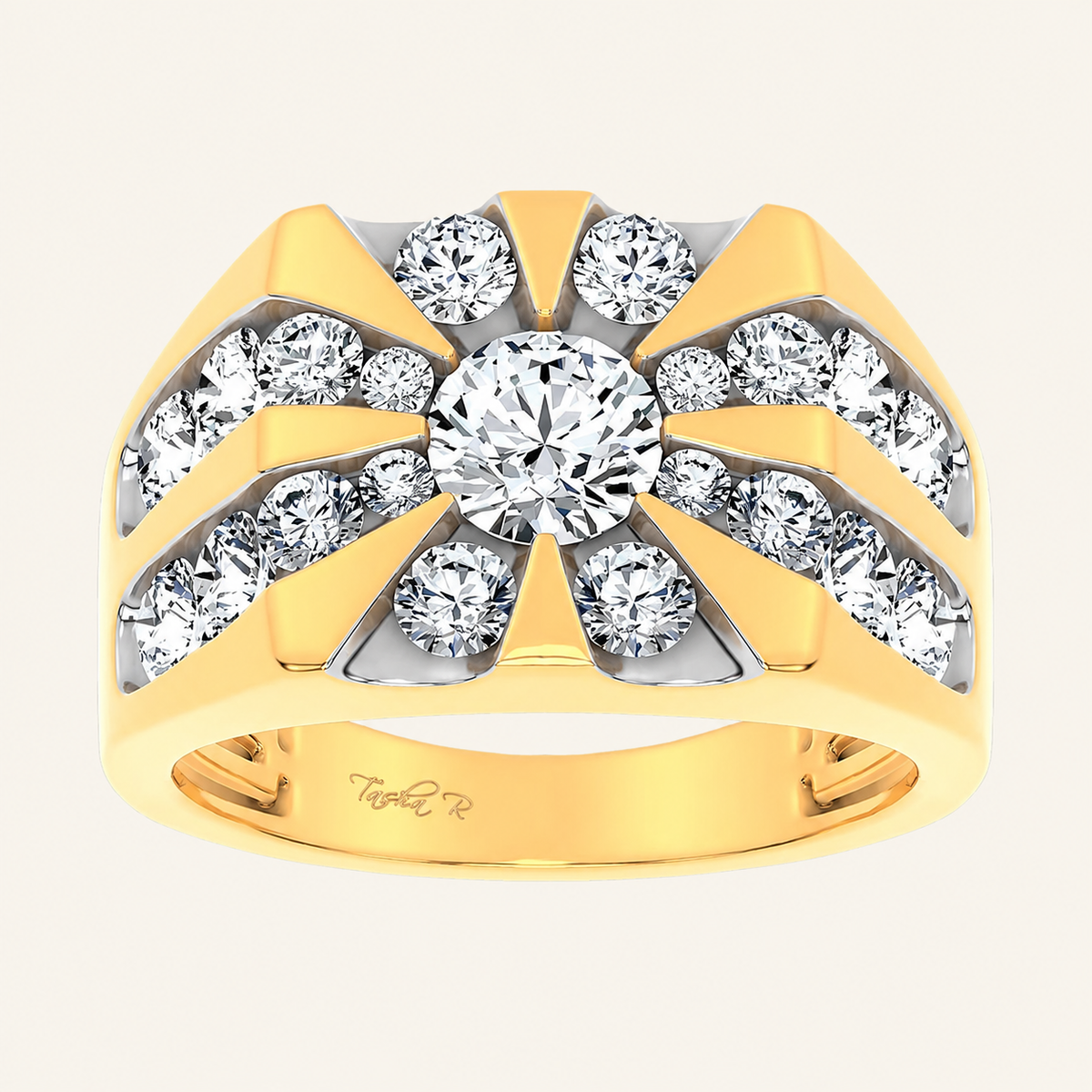 3CT Round Cut Certified Lab Grown Diamond Men's Cluster Ring