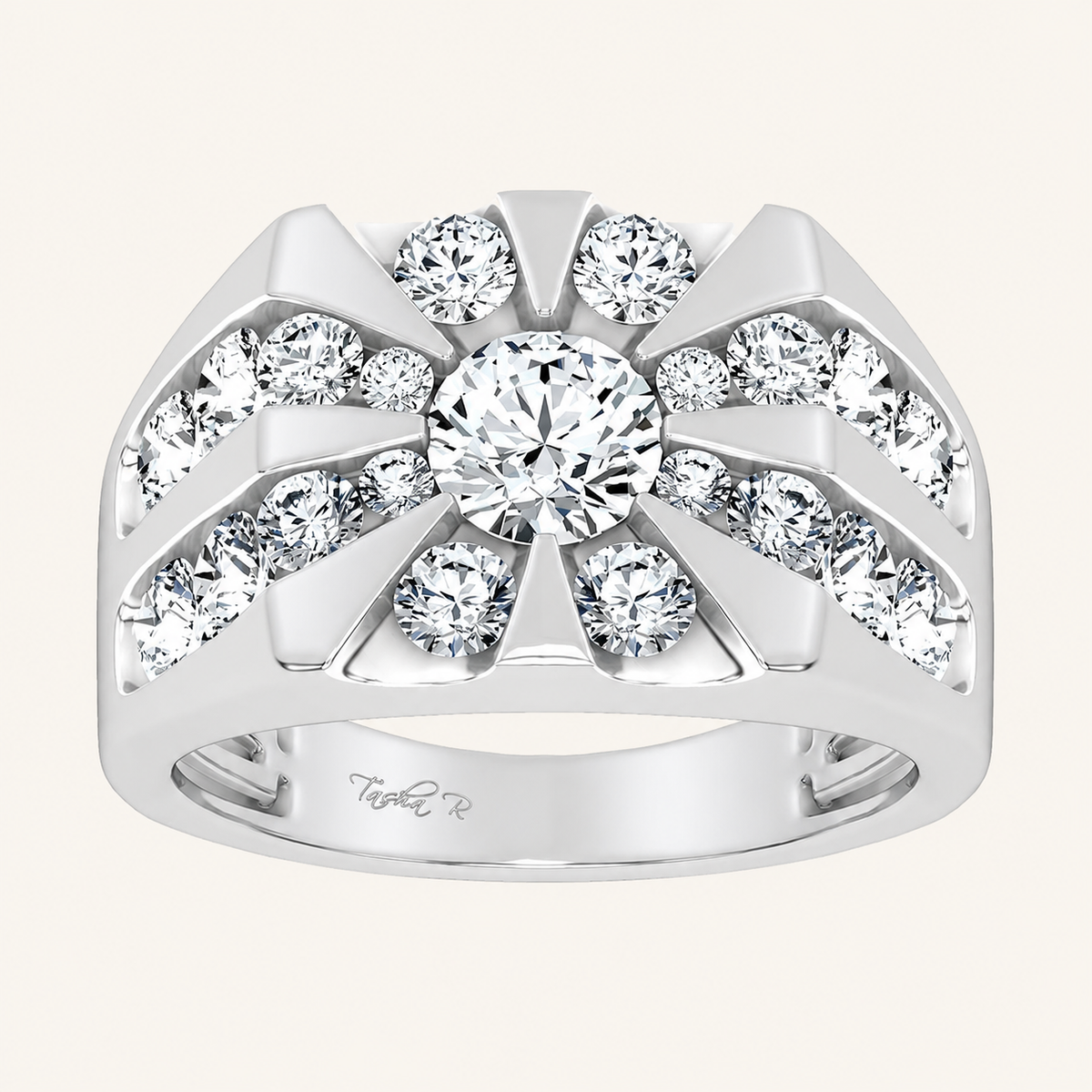 3CT Round Cut Certified Lab Grown Diamond Men's Cluster Ring