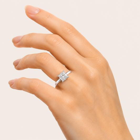 1.5CT Princess Cut Lab Grown Diamond Solitaire Ring