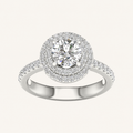 2CT Round CutLab Grown Diamond Double Halo Side Stone Ring