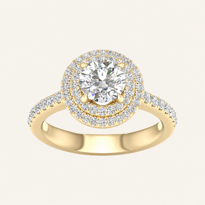 2CT Round CutLab Grown Diamond Double Halo Side Stone Ring