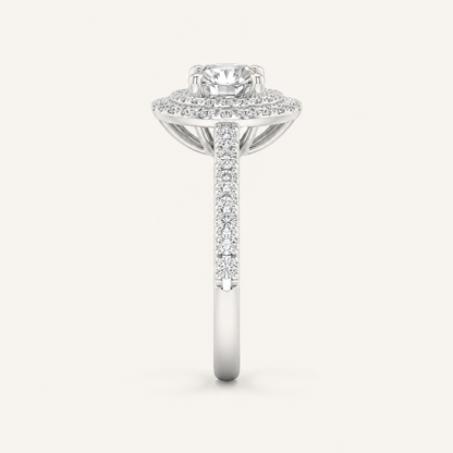 2CT Round CutLab Grown Diamond Double Halo Side Stone Ring