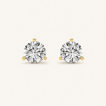 1.5CT Round Cut Lab Grown Diamond Three-Prong Martini Stud Earrings