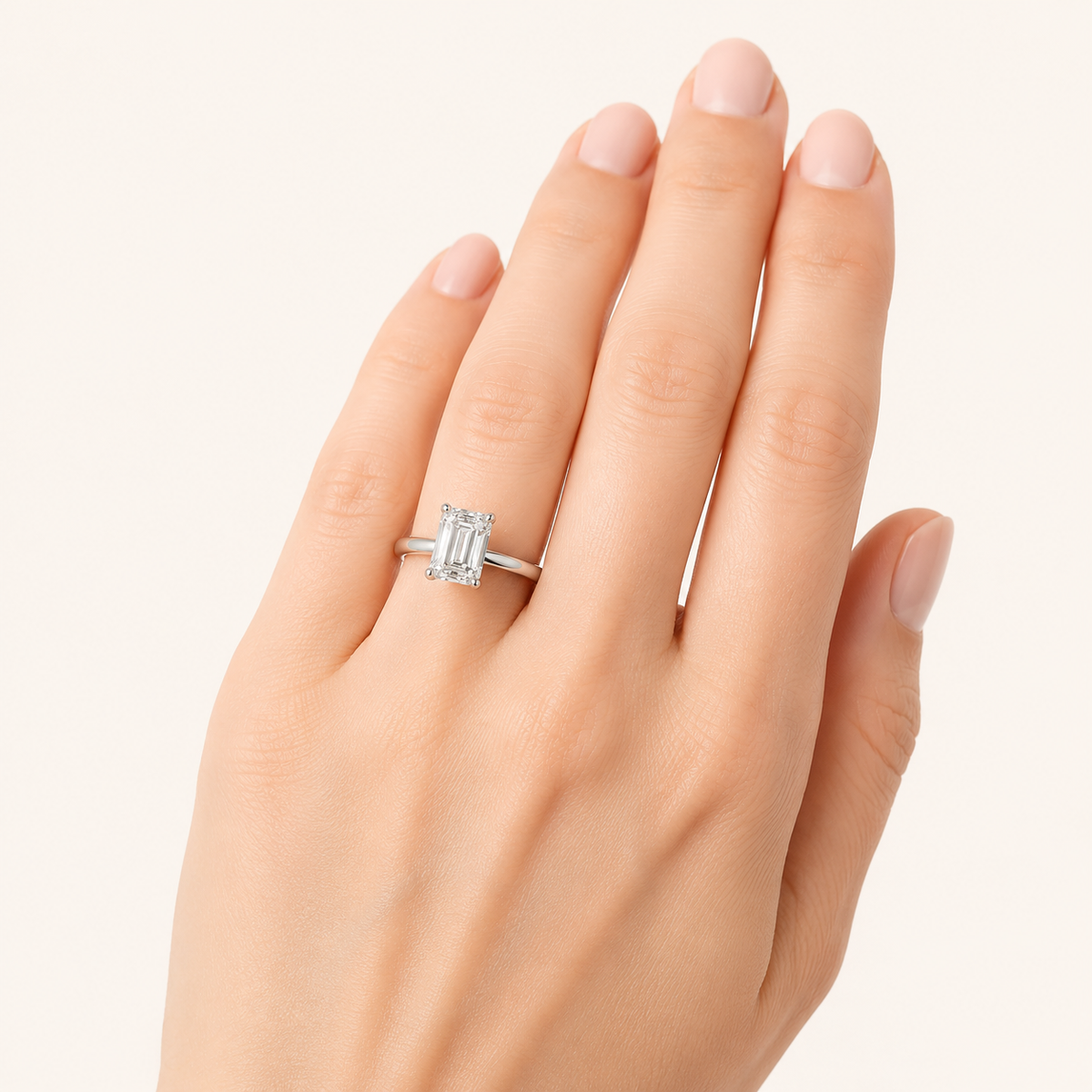 1CT Emerald Cut Lab Grown Diamond Solitaire Ring