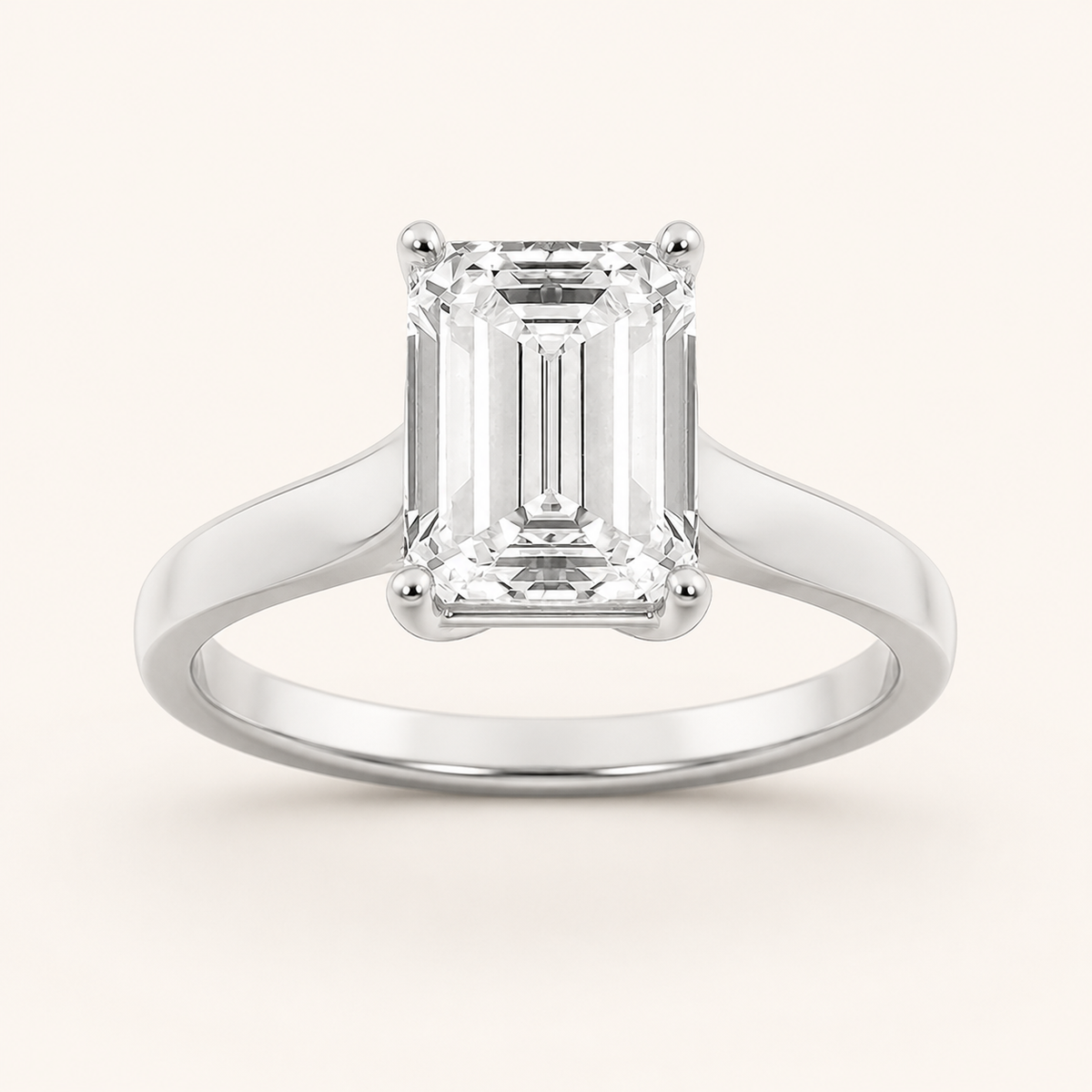 1CT Emerald Cut Lab Grown Diamond Solitaire Ring