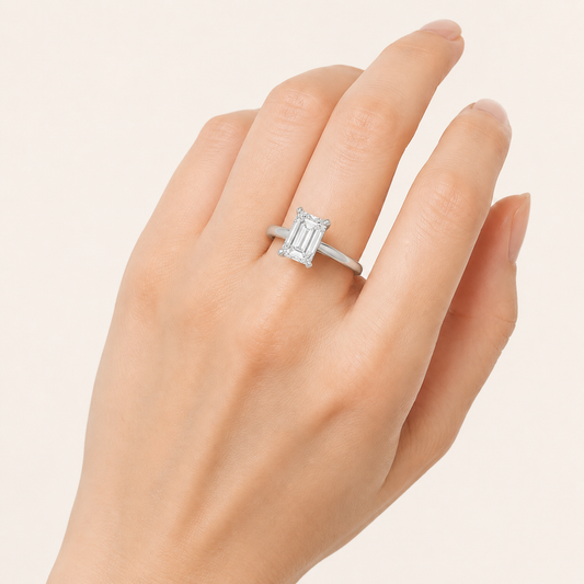 1.5CT Emerald Cut Lab Grown Diamond Solitaire Ring