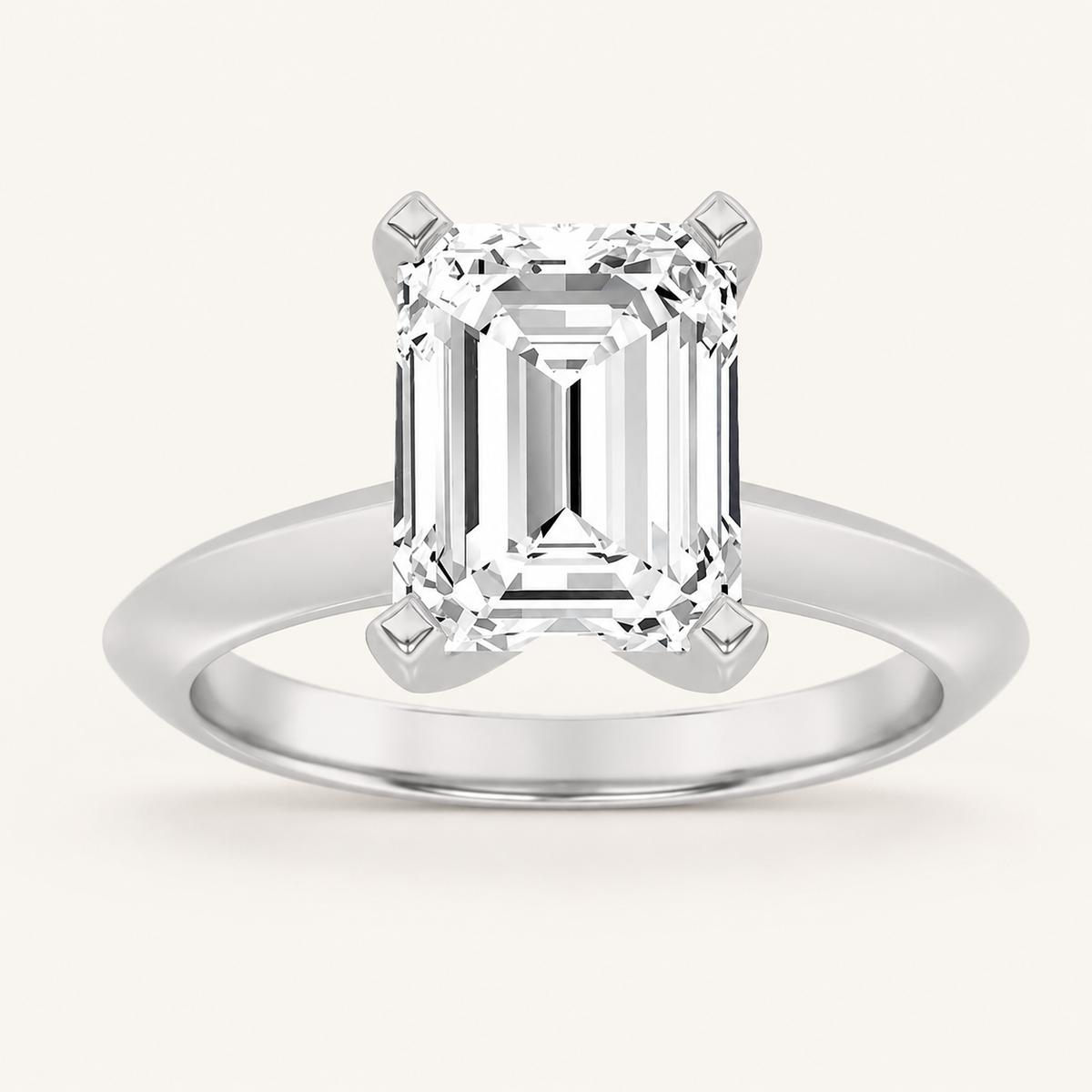 2CT Emerald Cut Lab Grown Diamond Solitaire Ring
