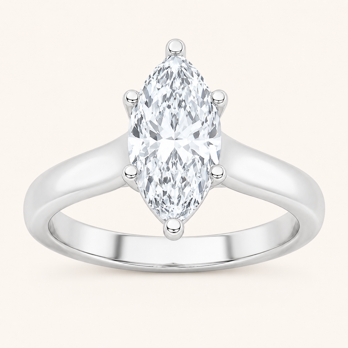 1CT Marquise Cut Lab Grown Diamond Solitaire Ring