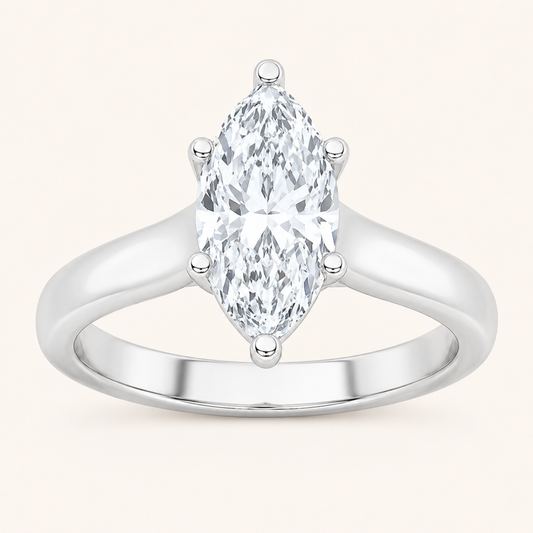 1CT Marquise Cut Lab Grown Diamond Solitaire Ring