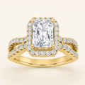 2.00 CT Radiant Cut Lab Grown Diamond Halo Side Stone Ring