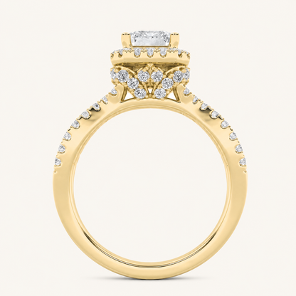 2.00 CT Radiant Cut Lab Grown Diamond Halo Side Stone Ring