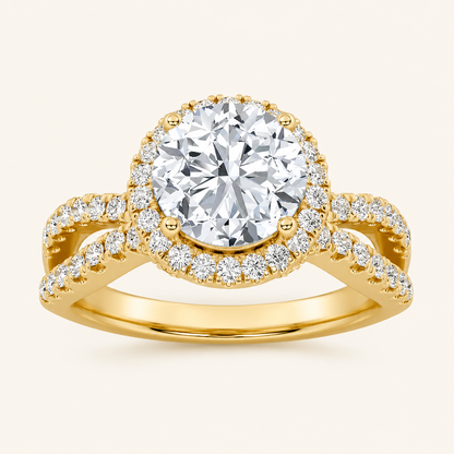 2.00 CT Round Cut Lab Grown Diamond Split Shank Halo Side Stone Ring