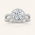 2.00 CT Round Cut Lab Grown Diamond Split Shank Halo Side Stone Ring