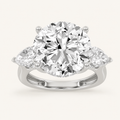 7.25 CT Round Cut Lab Grown Diamond Three Stone Side Stone Bold Accented Ring