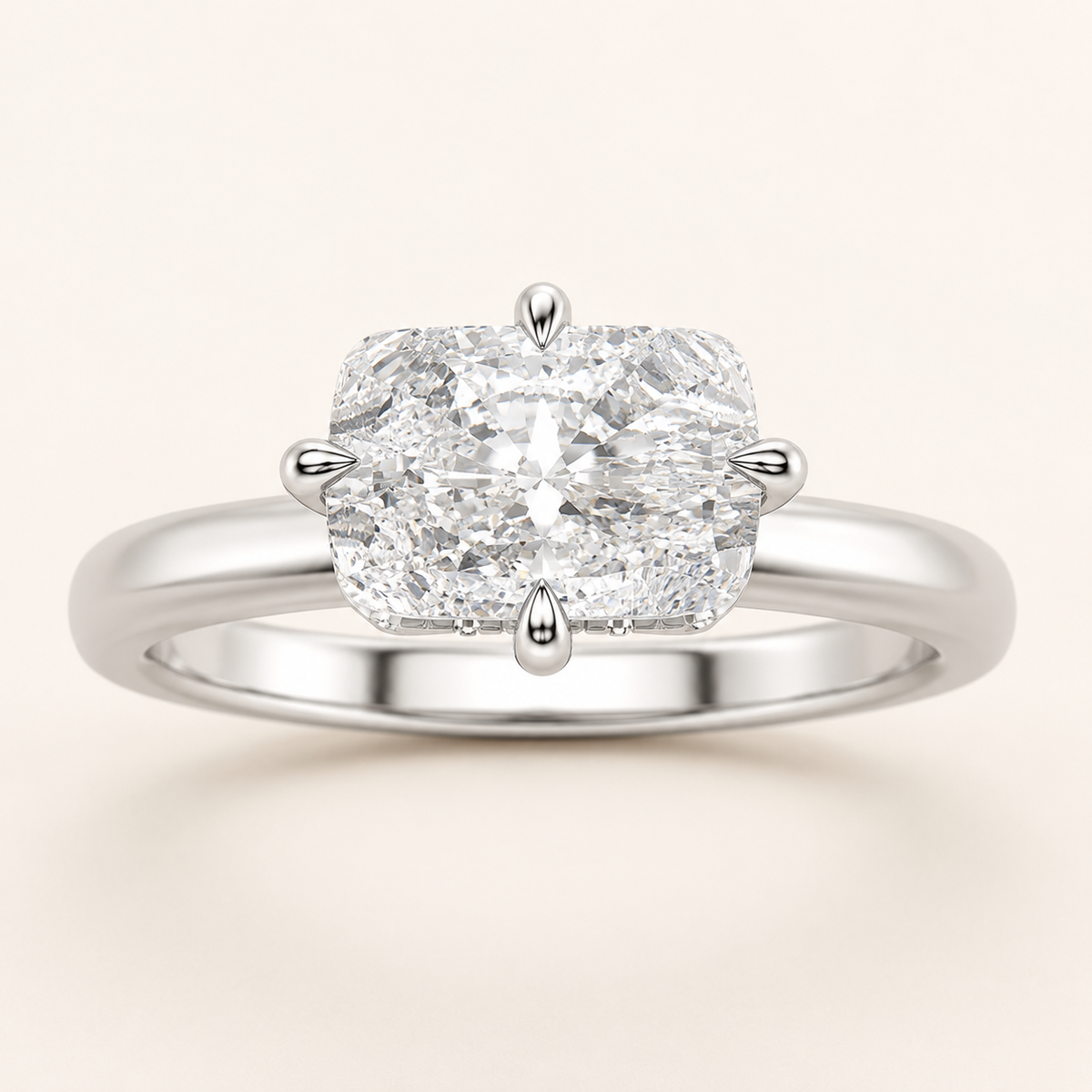 1.5CT Elongated Cushion Cut Lab Grown Diamond East West Hidden Halo Ring