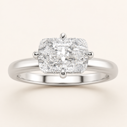 1.5CT Elongated Cushion Cut Lab Grown Diamond East West Hidden Halo Ring