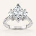 4.00 CT Marquise Cut Lab Grown Diamond Three Stone Side Stone Ring
