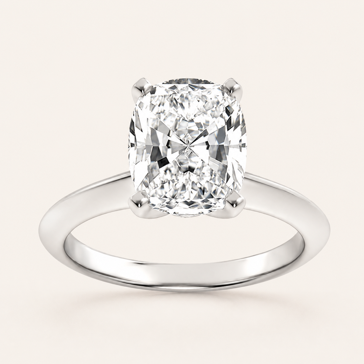 1 CT Elongated Cushion Cut Lab Grown Diamond Solitaire Ring