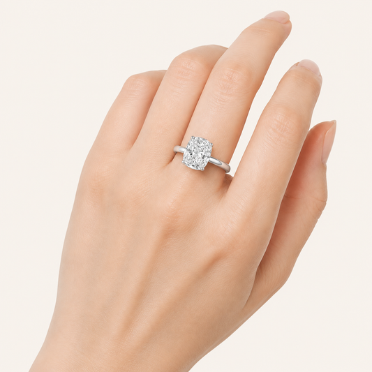 2.5CT Elongated Cushion Cut Lab Grown Diamond Solitaire Ring