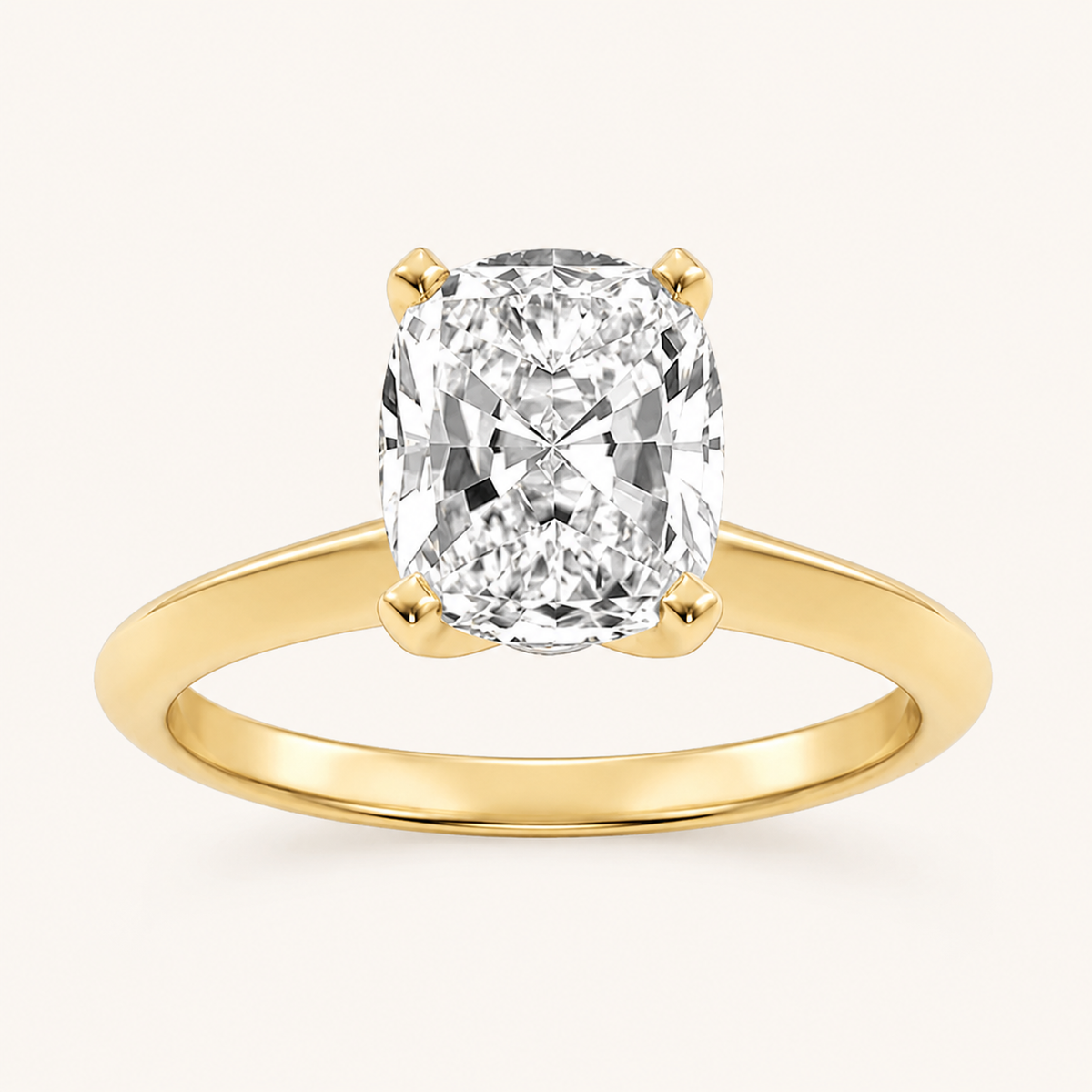 3CT Elongated Cushion Cut Lab Grown Diamond Solitaire Ring
